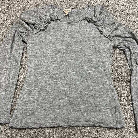 Rebecca Taylor Women's Gray Ruffle Knit Long Sleeve Shirt size XS - Picture 1 of 3